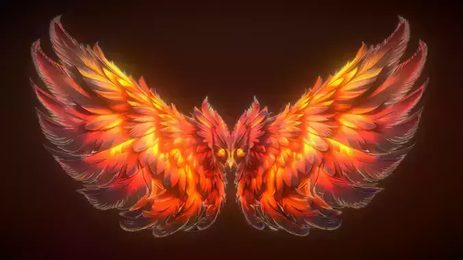 Animated Phoenix Wings Low-poly 3D model