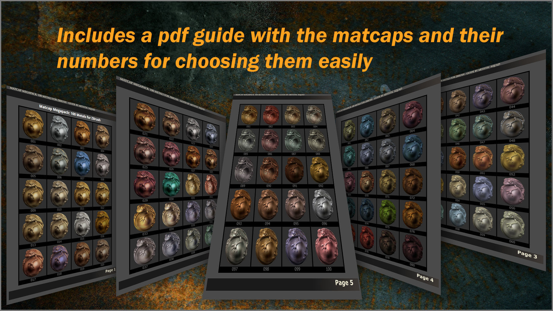Matcaps Megapack 100 Metals For ZBrush Texture_15
