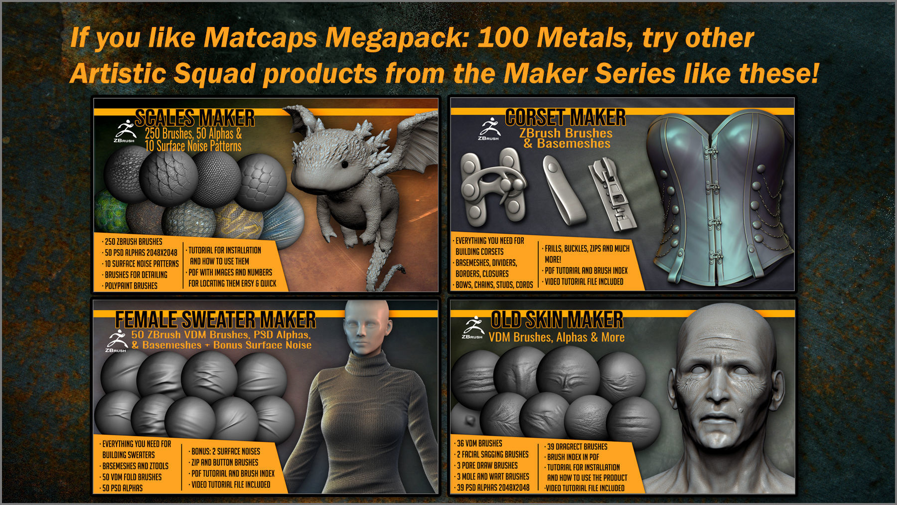 Matcaps Megapack 100 Metals For ZBrush Texture_16