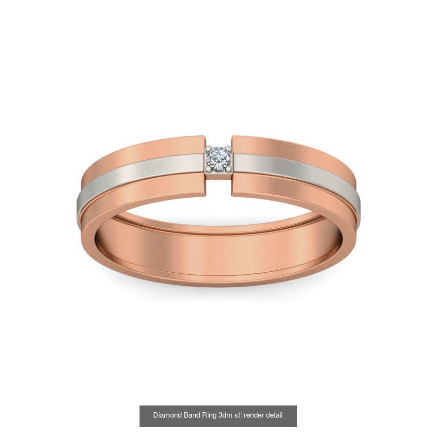 48 Diamond Band Ring 3dm stl render detail  3D Model Collection_15