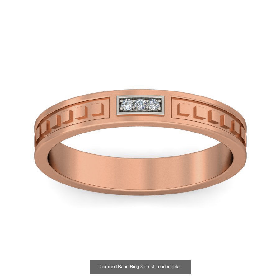 48 Diamond Band Ring 3dm stl render detail  3D Model Collection_28
