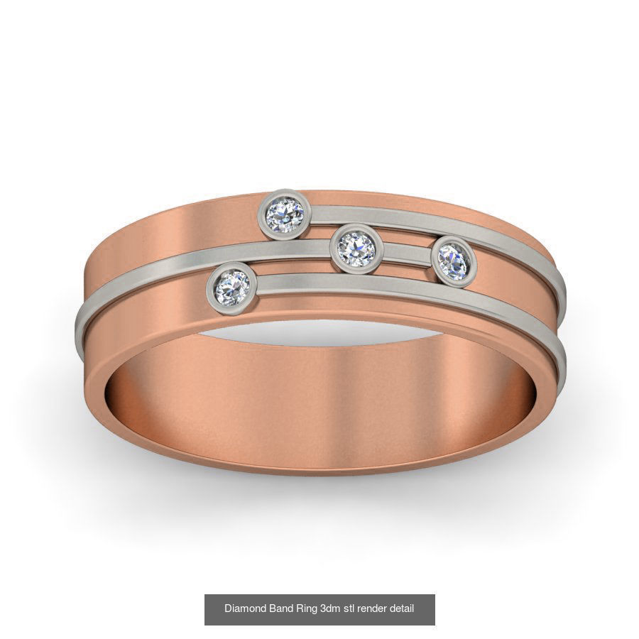 48 Diamond Band Ring 3dm stl render detail  3D Model Collection_14