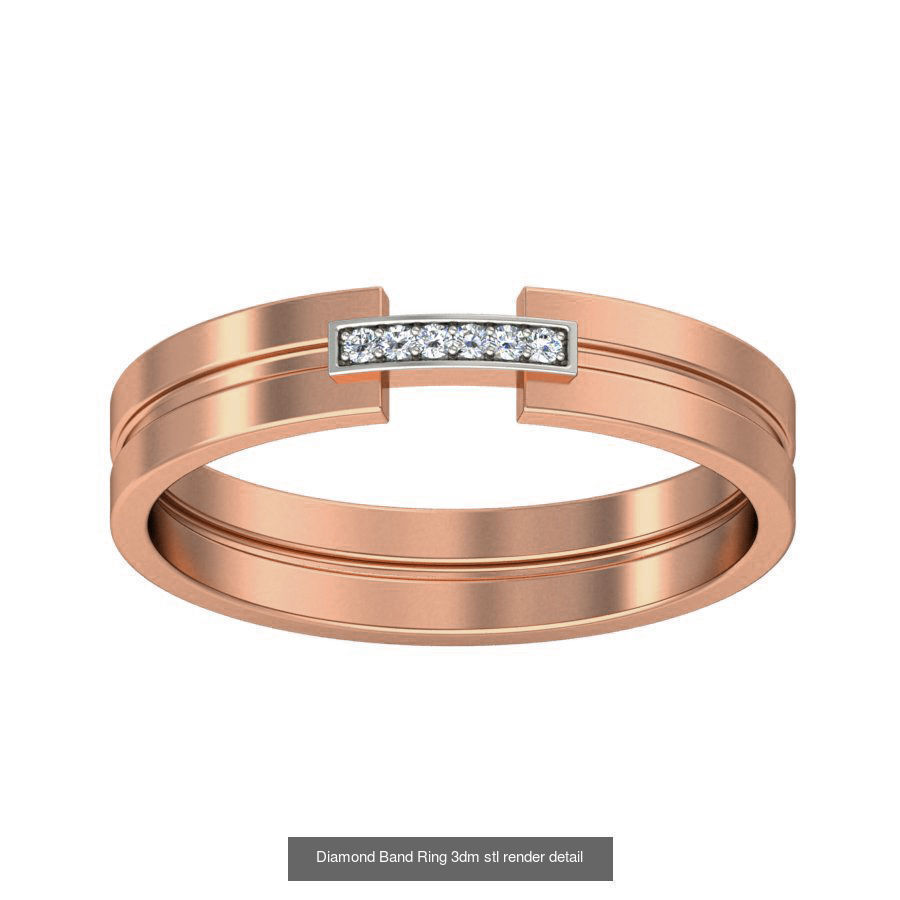 48 Diamond Band Ring 3dm stl render detail  3D Model Collection_24