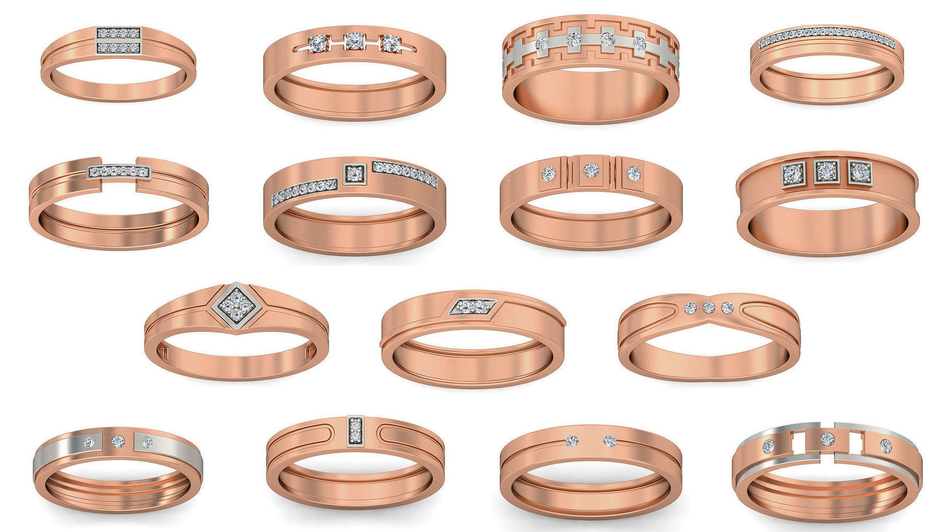 48 Diamond Band Ring 3dm stl render detail  3D Model Collection_0