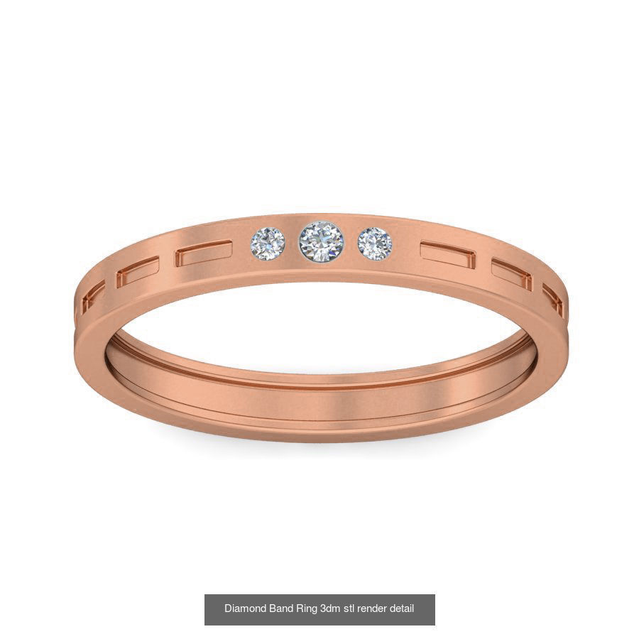 48 Diamond Band Ring 3dm stl render detail  3D Model Collection_8