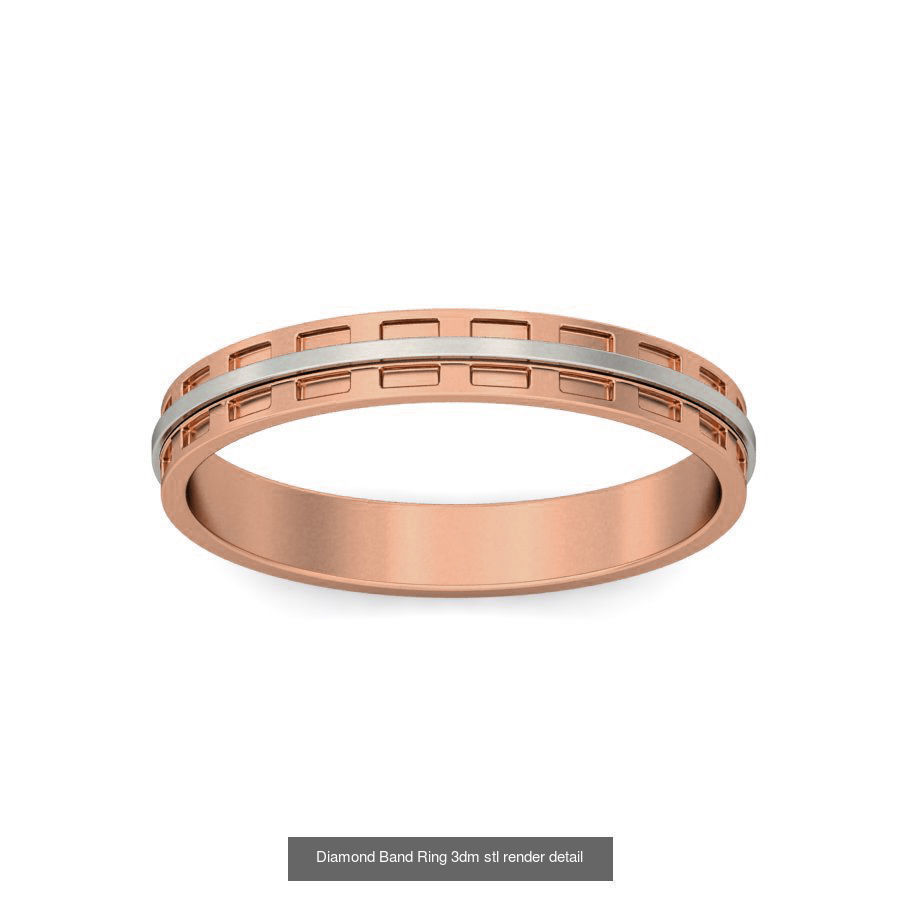 48 Diamond Band Ring 3dm stl render detail  3D Model Collection_10