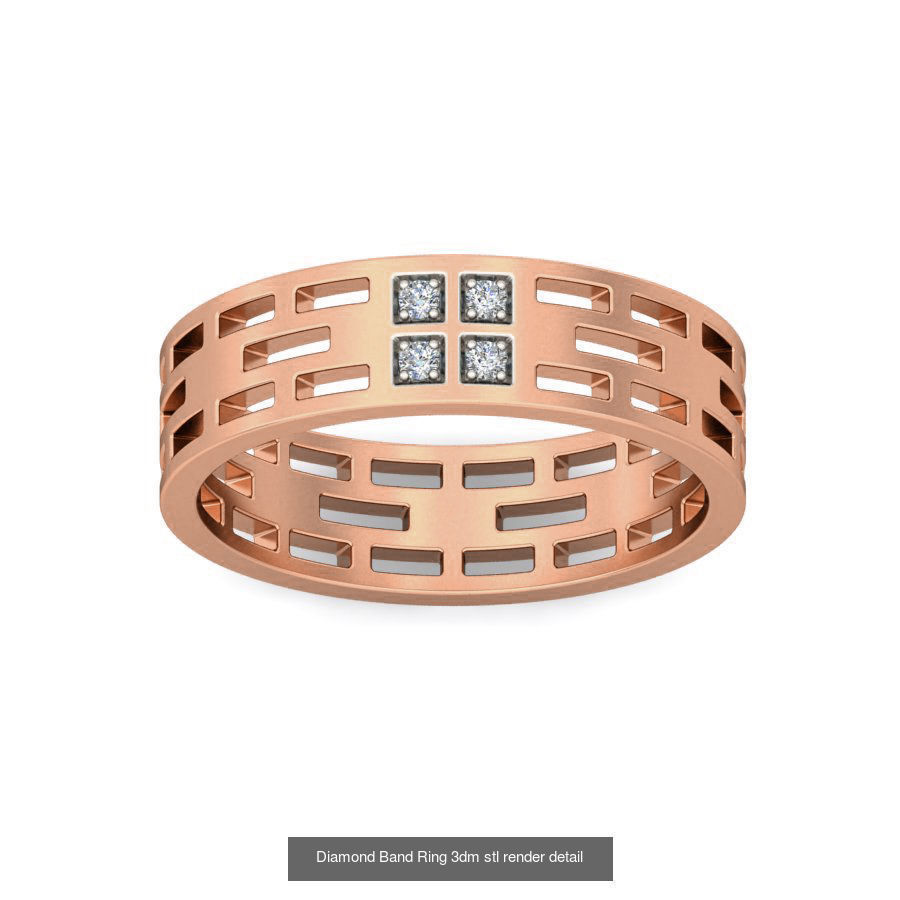 48 Diamond Band Ring 3dm stl render detail  3D Model Collection_18