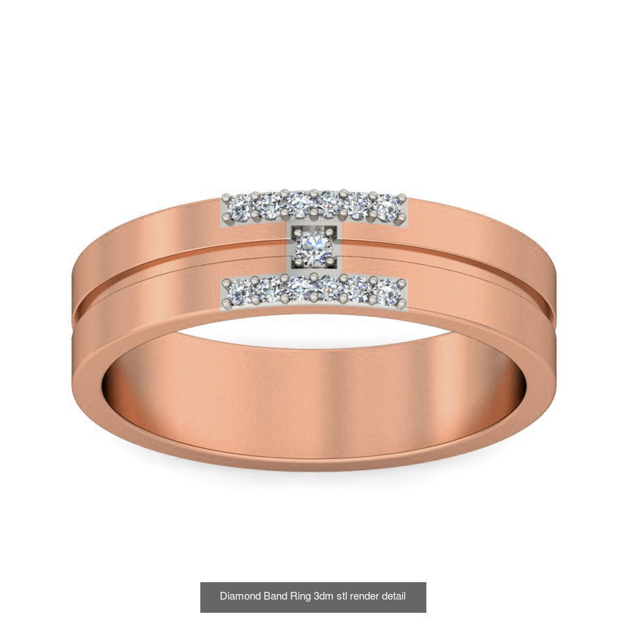 48 Diamond Band Ring 3dm stl render detail  3D Model Collection_13