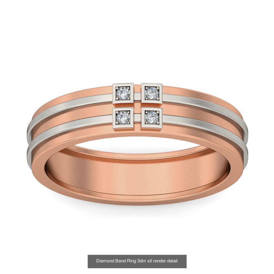 48 Diamond Band Ring 3dm stl render detail  3D Model Collection_42