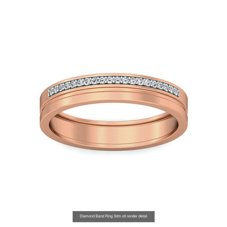 48 Diamond Band Ring 3dm stl render detail  3D Model Collection_23