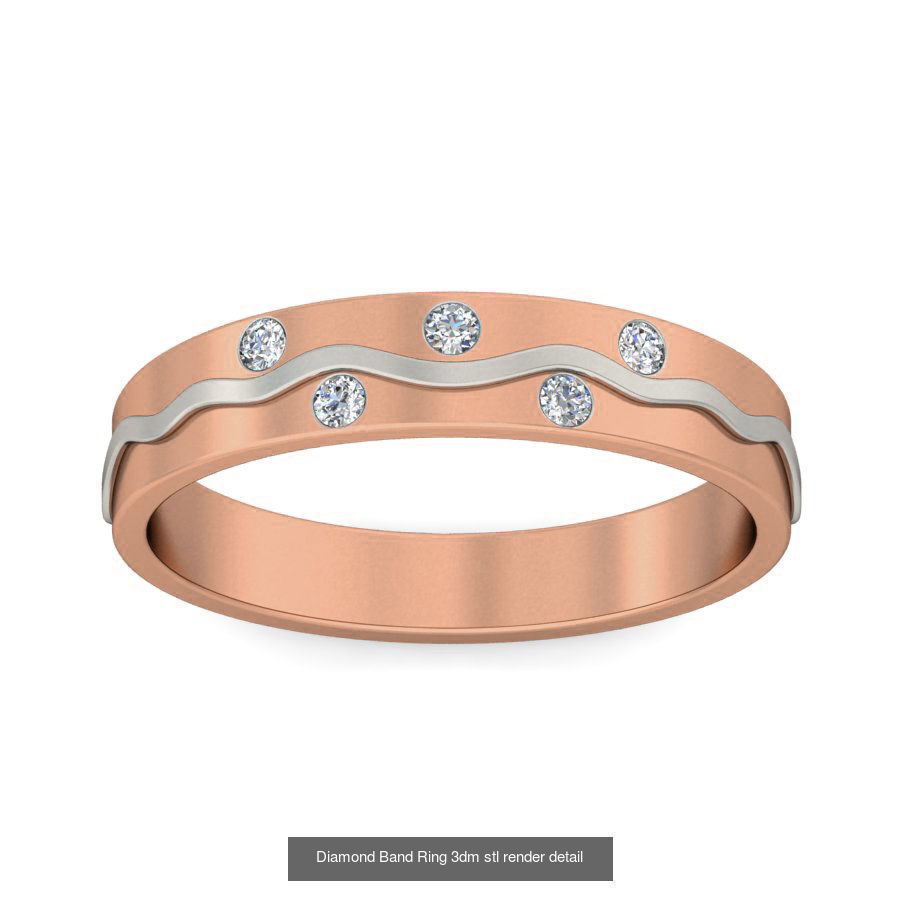 48 Diamond Band Ring 3dm stl render detail  3D Model Collection_9