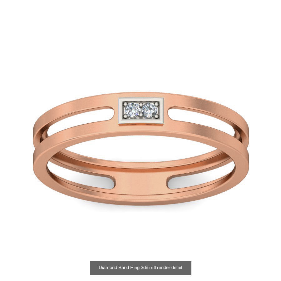 48 Diamond Band Ring 3dm stl render detail  3D Model Collection_45