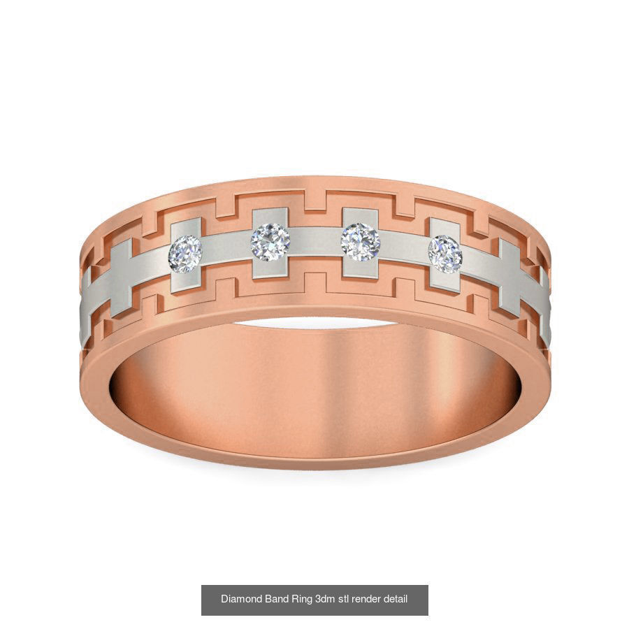 48 Diamond Band Ring 3dm stl render detail  3D Model Collection_22