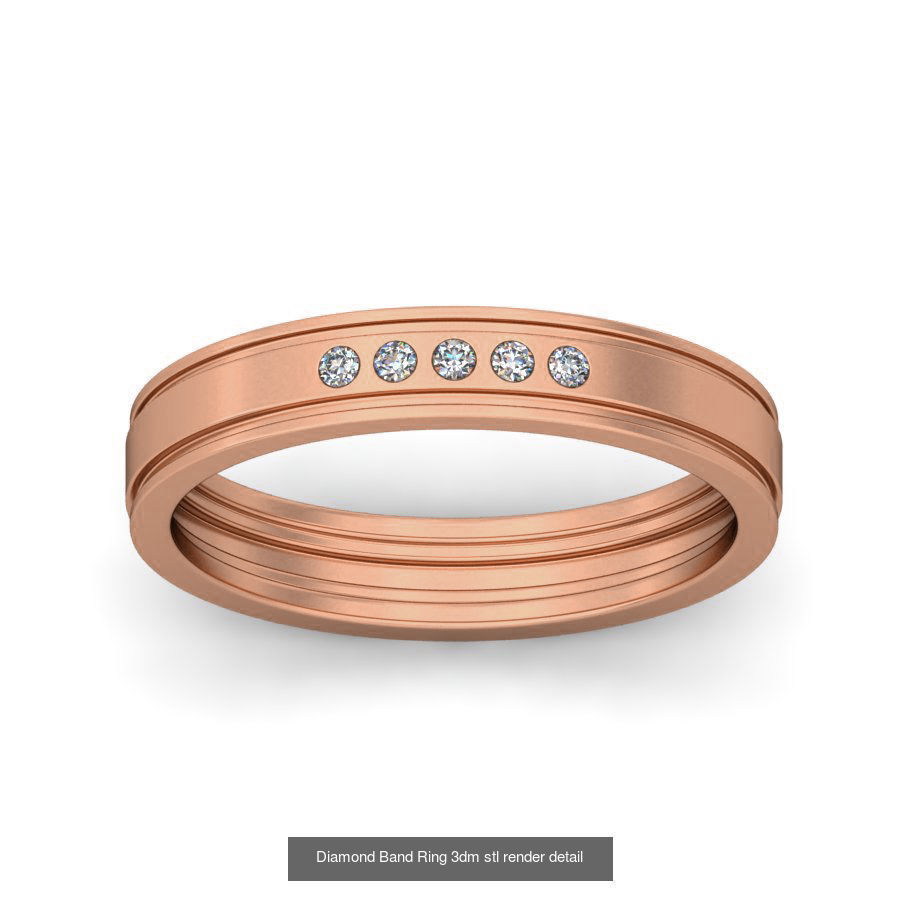 48 Diamond Band Ring 3dm stl render detail  3D Model Collection_49