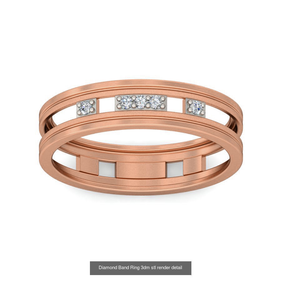 48 Diamond Band Ring 3dm stl render detail  3D Model Collection_19
