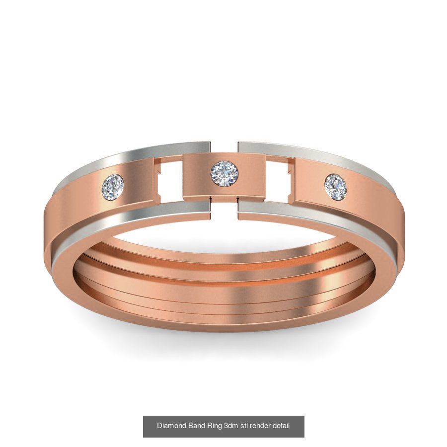 48 Diamond Band Ring 3dm stl render detail  3D Model Collection_35