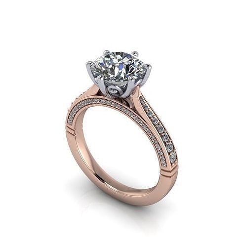 2 Carat Diamond solitaire classic vintage Ring 3D model 3D print model