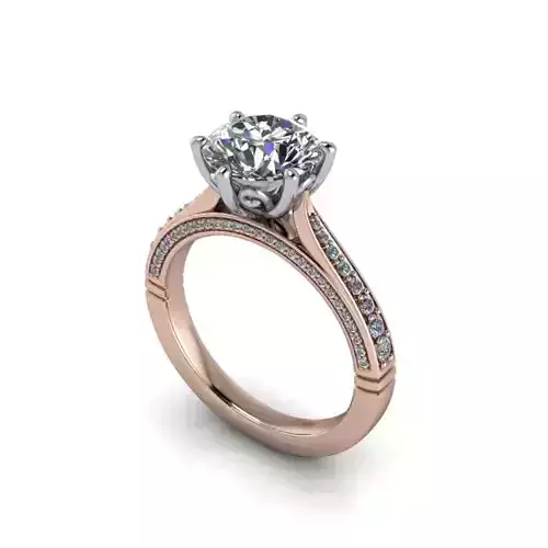 2 Carat Diamond solitaire classic vintage Ring 3D model