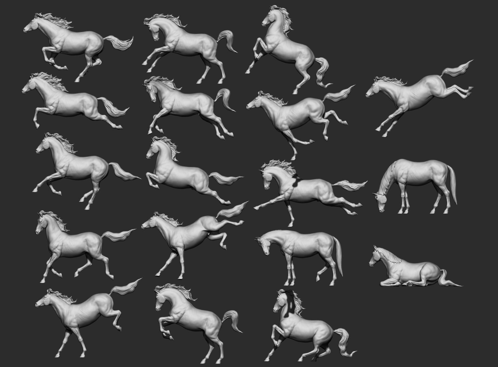 18 horse poses 3D model_95