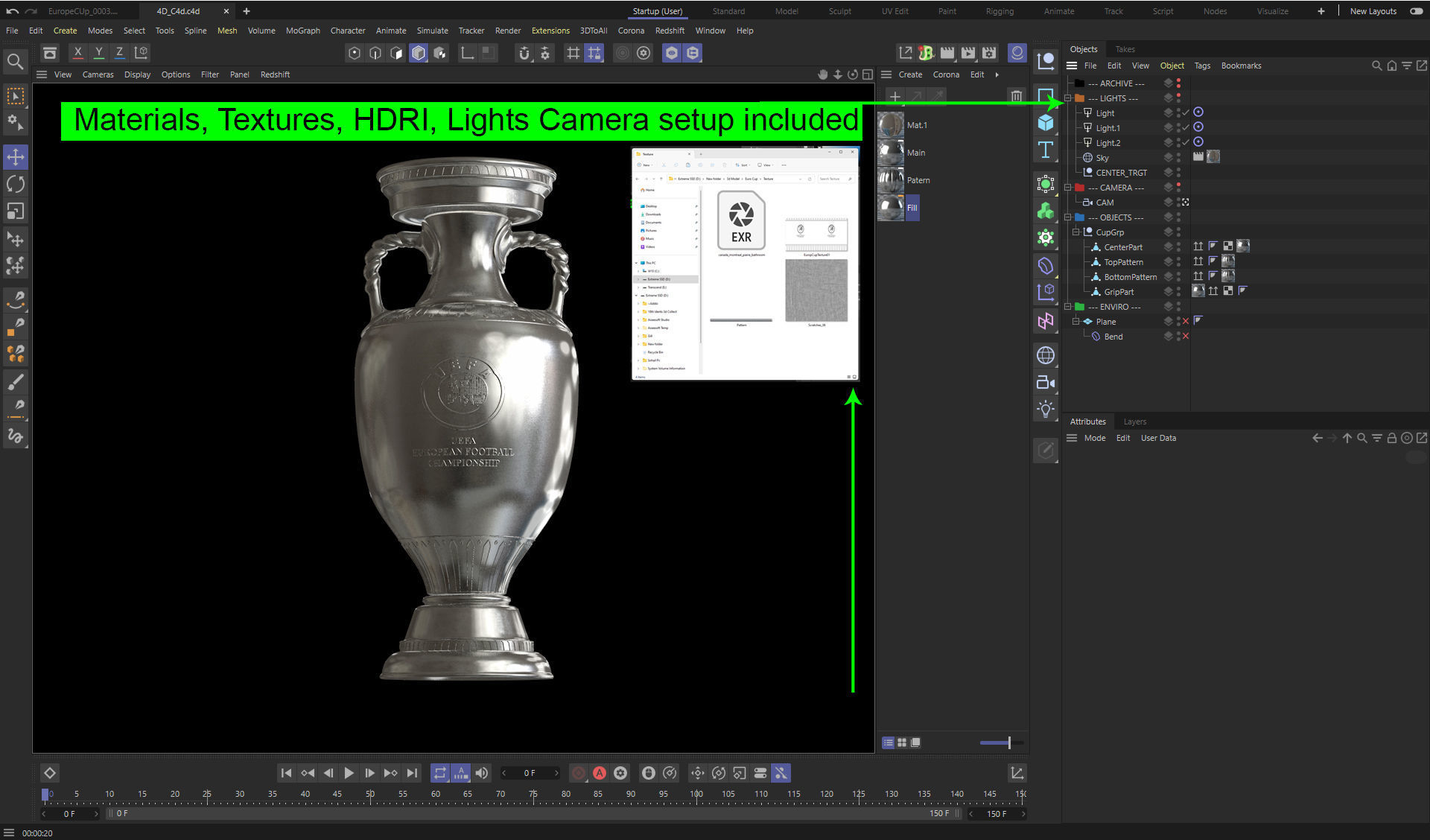 UEFA European Championship trophy 3D model_2
