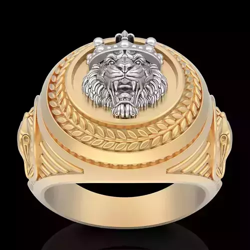 Lion ring silver gold printable jewelry 3D model 