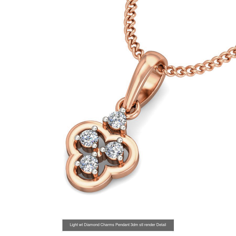 153 Light wt Diamond Charms Pendant 3dm stl render Detail 3D Model Collection_60