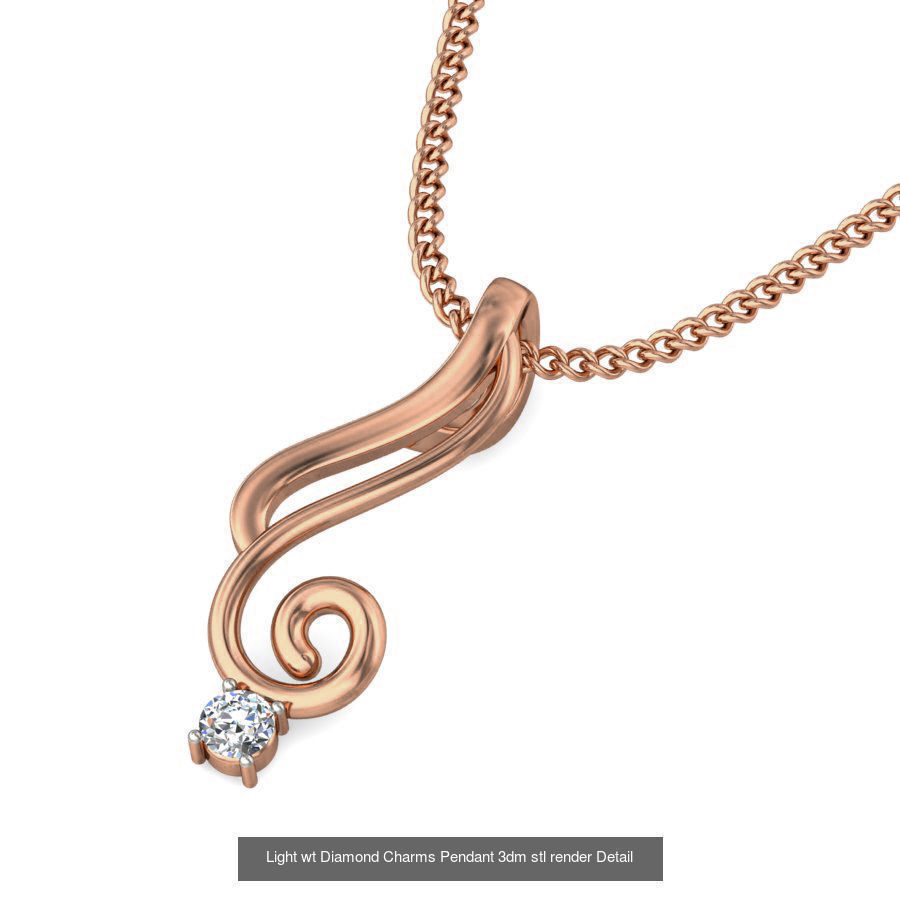 153 Light wt Diamond Charms Pendant 3dm stl render Detail 3D Model Collection_79