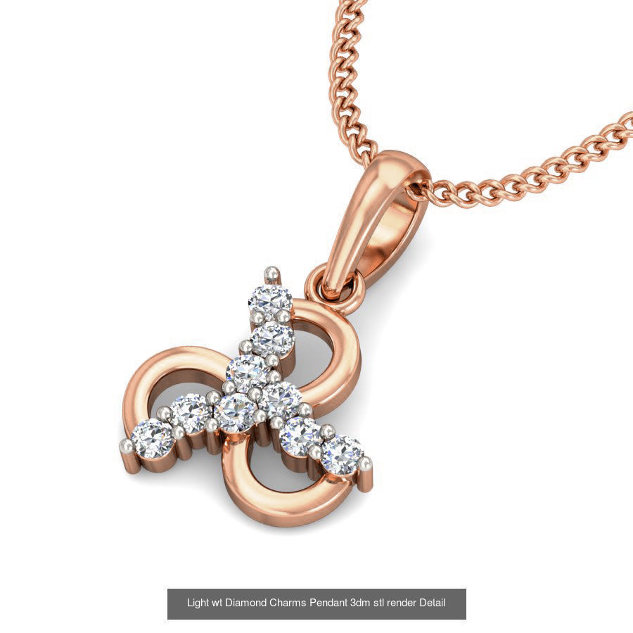 153 Light wt Diamond Charms Pendant 3dm stl render Detail 3D Model Collection_47