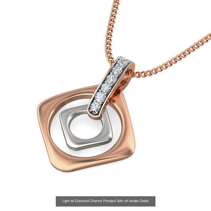 153 Light wt Diamond Charms Pendant 3dm stl render Detail 3D Model Collection_111