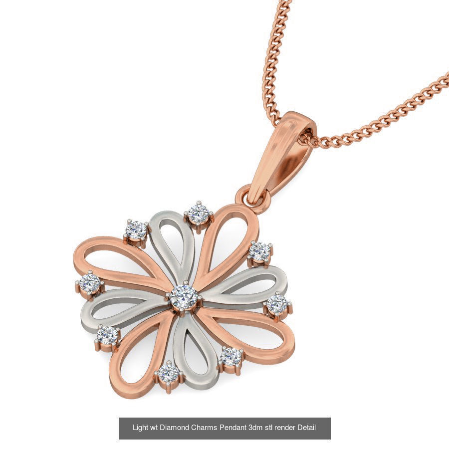 153 Light wt Diamond Charms Pendant 3dm stl render Detail 3D Model Collection_159