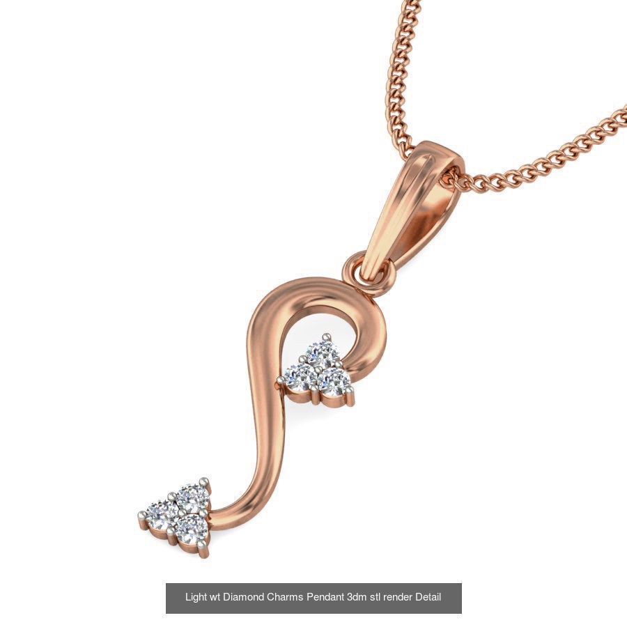 153 Light wt Diamond Charms Pendant 3dm stl render Detail 3D Model Collection_90