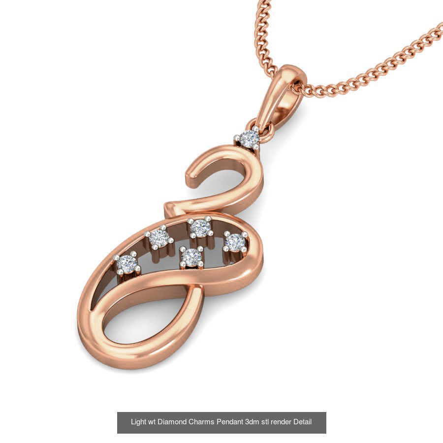 153 Light wt Diamond Charms Pendant 3dm stl render Detail 3D Model Collection_96