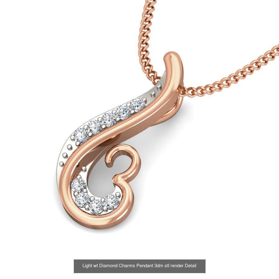 153 Light wt Diamond Charms Pendant 3dm stl render Detail 3D Model Collection_94