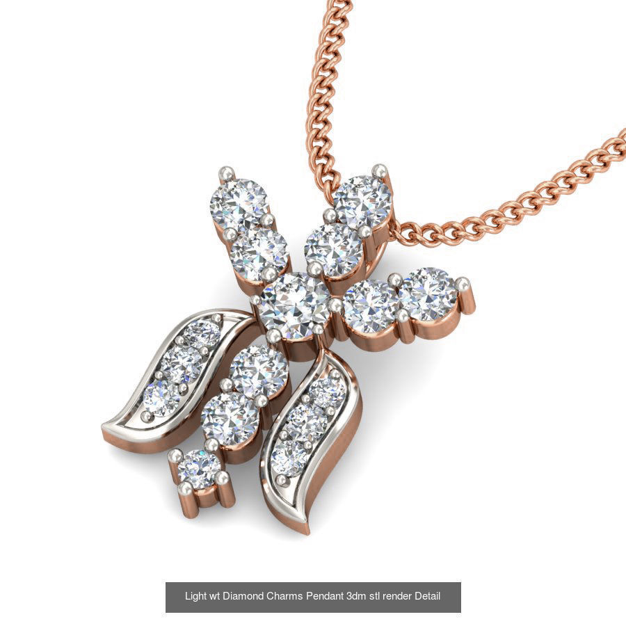153 Light wt Diamond Charms Pendant 3dm stl render Detail 3D Model Collection_67