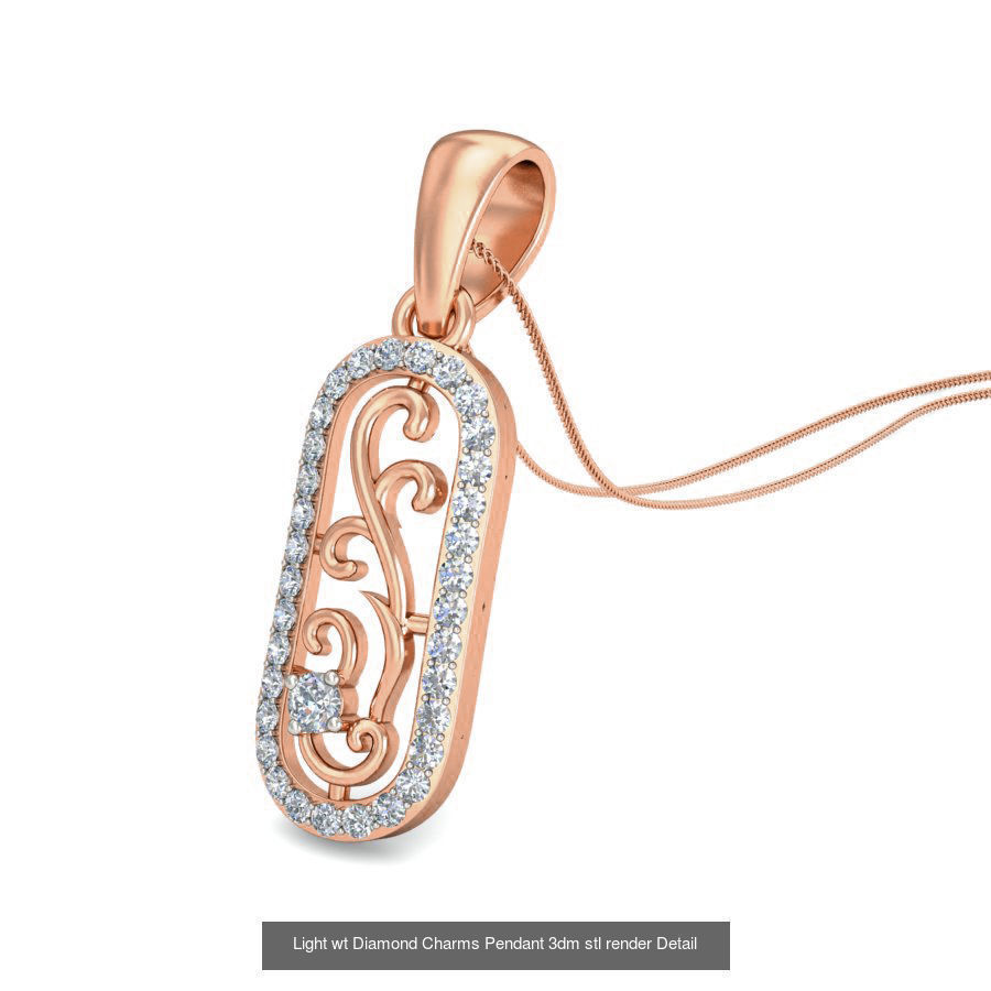 153 Light wt Diamond Charms Pendant 3dm stl render Detail 3D Model Collection_29