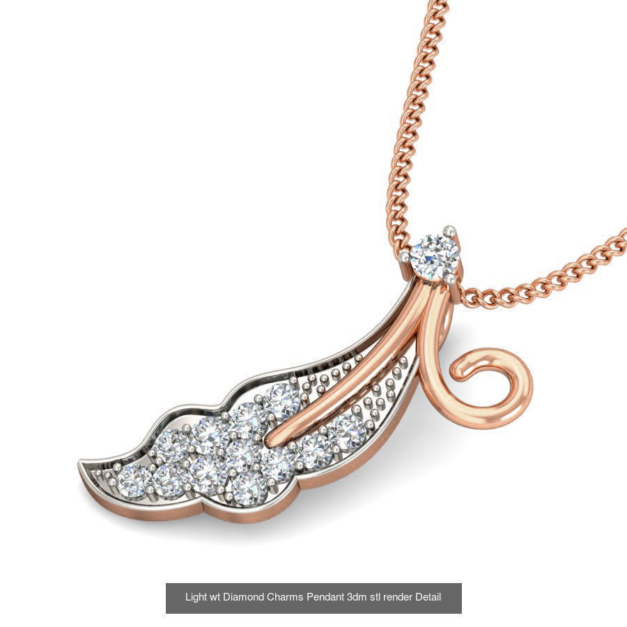 153 Light wt Diamond Charms Pendant 3dm stl render Detail 3D Model Collection_44