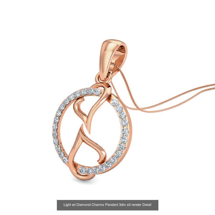 153 Light wt Diamond Charms Pendant 3dm stl render Detail 3D Model Collection_19