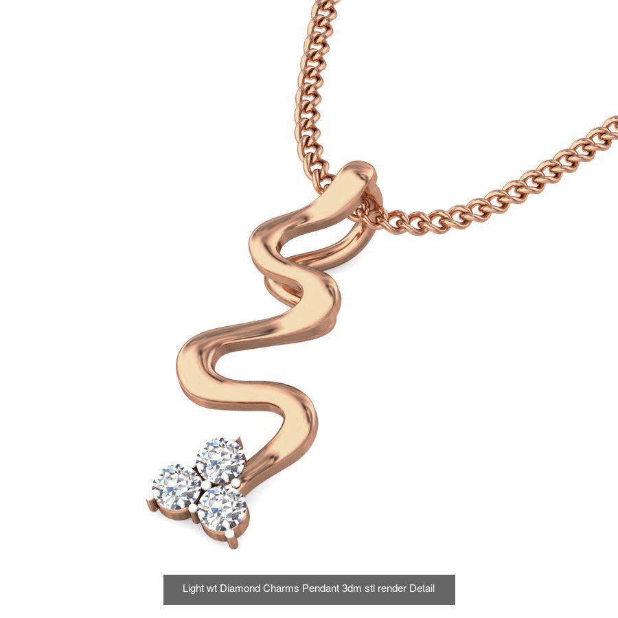 153 Light wt Diamond Charms Pendant 3dm stl render Detail 3D Model Collection_87