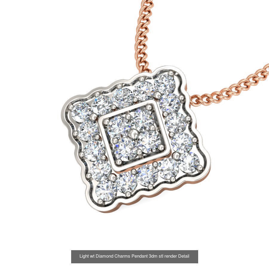 153 Light wt Diamond Charms Pendant 3dm stl render Detail 3D Model Collection_69