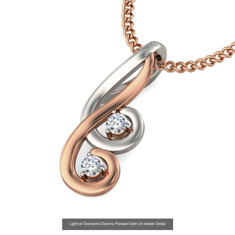 153 Light wt Diamond Charms Pendant 3dm stl render Detail 3D Model Collection_107