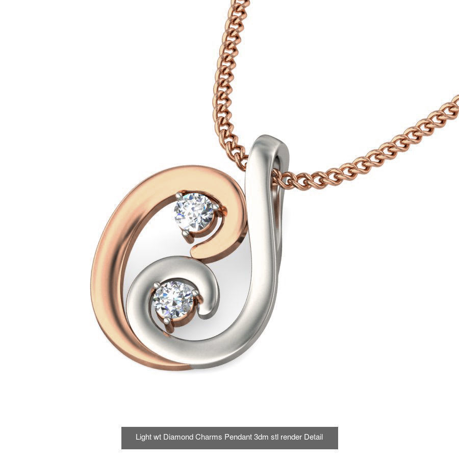 153 Light wt Diamond Charms Pendant 3dm stl render Detail 3D Model Collection_113