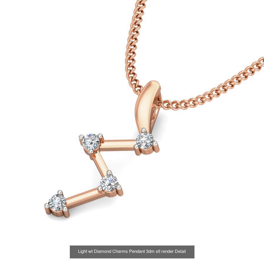 153 Light wt Diamond Charms Pendant 3dm stl render Detail 3D Model Collection_78