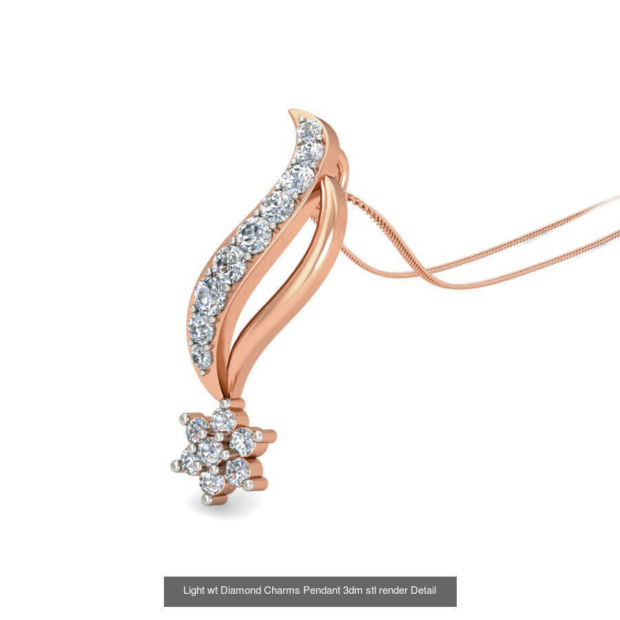 153 Light wt Diamond Charms Pendant 3dm stl render Detail 3D Model Collection_26