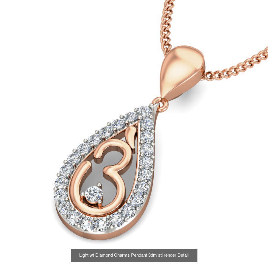 153 Light wt Diamond Charms Pendant 3dm stl render Detail 3D Model Collection_98