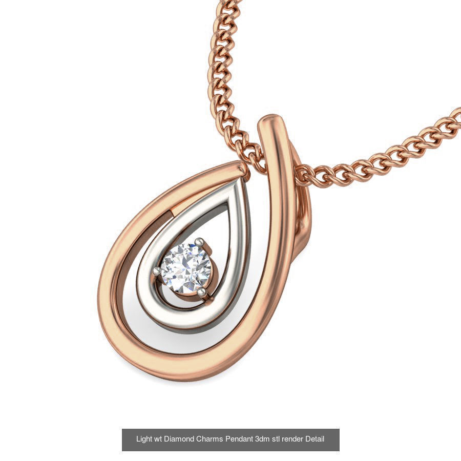 153 Light wt Diamond Charms Pendant 3dm stl render Detail 3D Model Collection_106