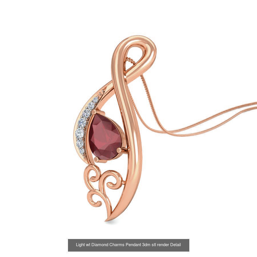 153 Light wt Diamond Charms Pendant 3dm stl render Detail 3D Model Collection_27