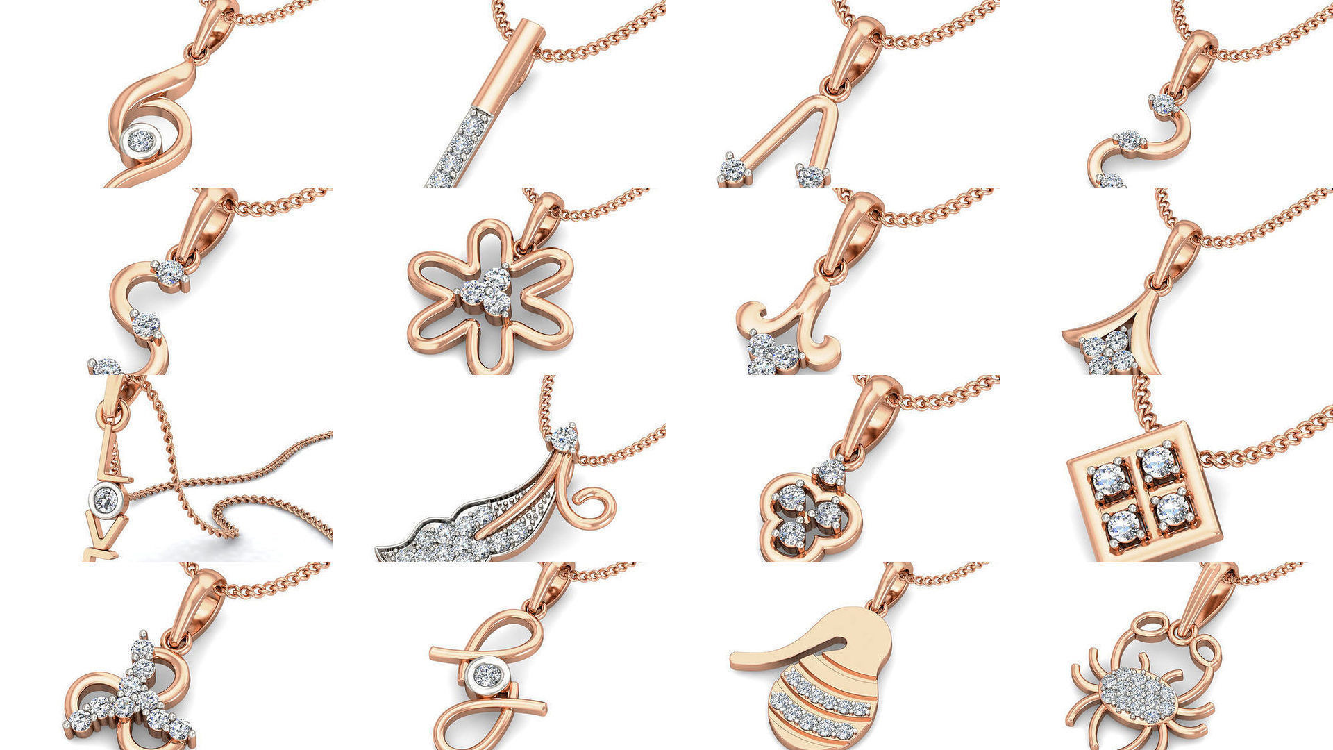 153 Light wt Diamond Charms Pendant 3dm stl render Detail 3D Model Collection_1