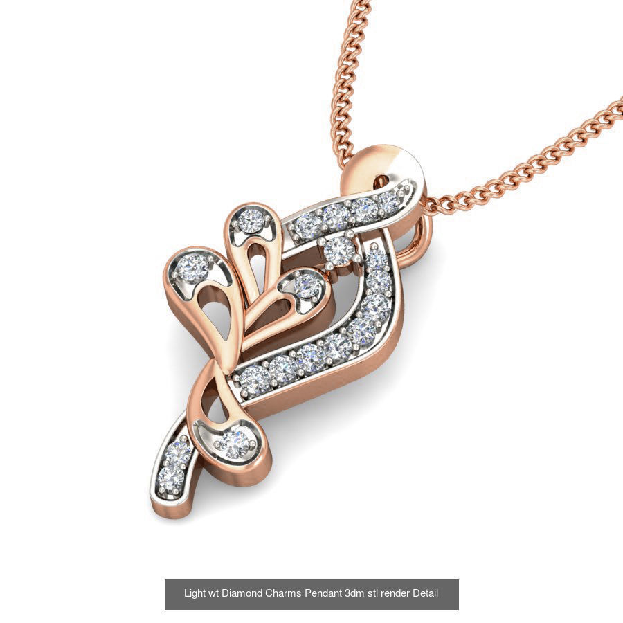153 Light wt Diamond Charms Pendant 3dm stl render Detail 3D Model Collection_70