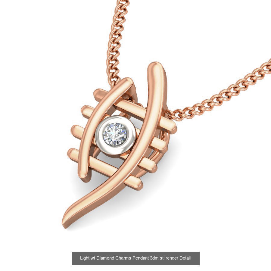 153 Light wt Diamond Charms Pendant 3dm stl render Detail 3D Model Collection_77