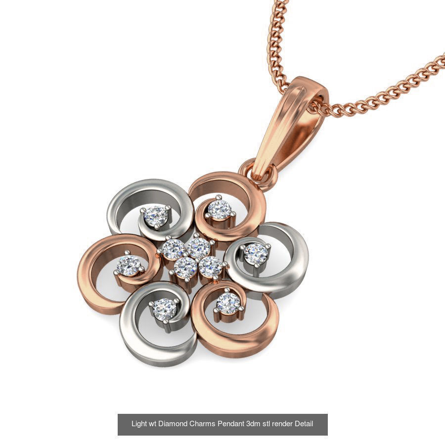 153 Light wt Diamond Charms Pendant 3dm stl render Detail 3D Model Collection_112